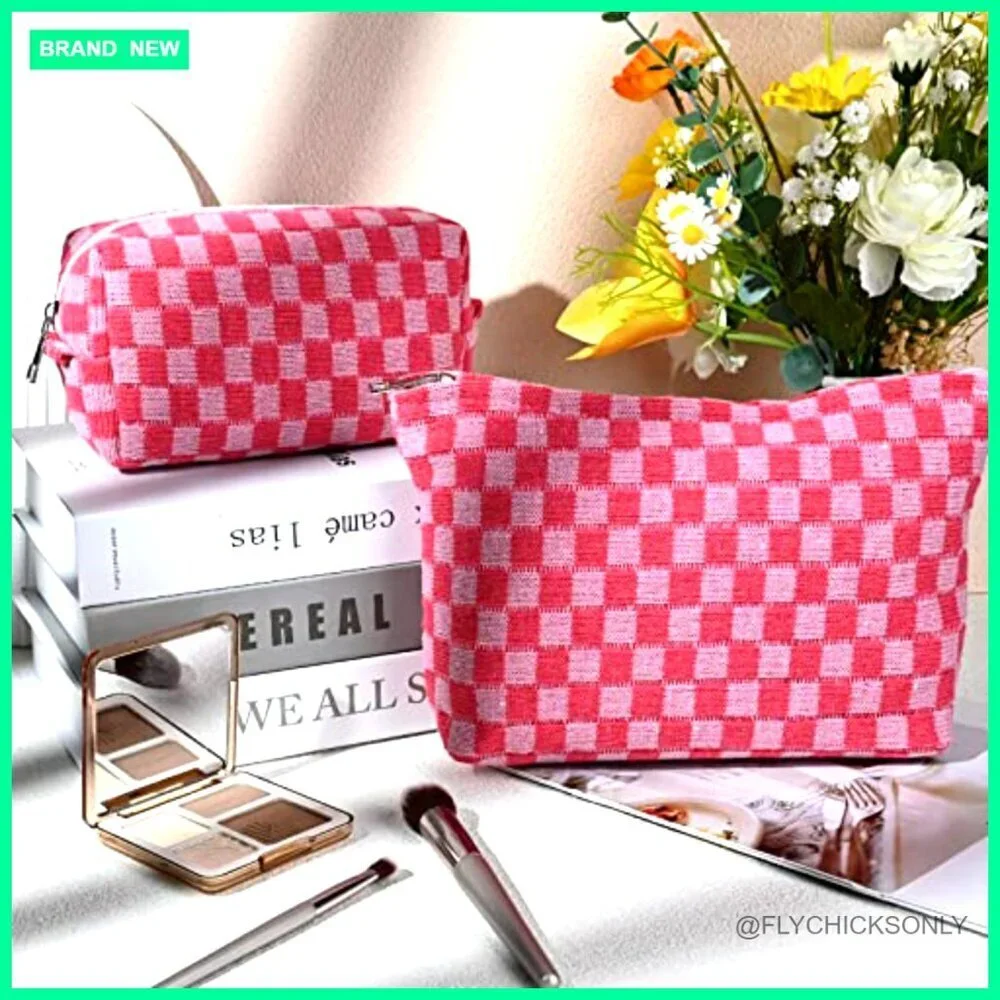 Large Canvas Cosmetic Bag Set, Waterproof Travel Toiletry Organizer with Zipper